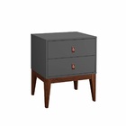 Mesinha De Cabeceira Retro Nature 2 Gavetas Grafite
