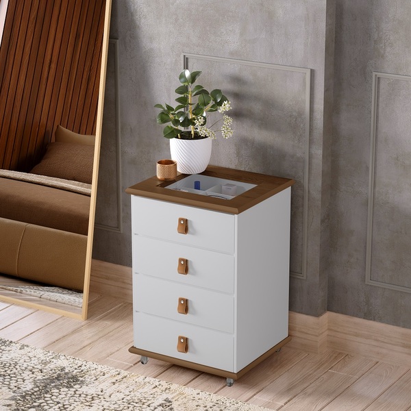 Mesinha De Cabeceira Rossi Amêndoa 4 Gavetas Sendo 1 Colmeia