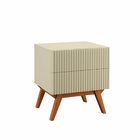 Mesinha De Cabeceira Vintage Friso 2 Gavetas Bege