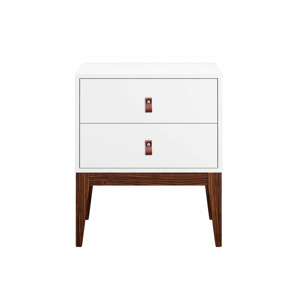 Mesinha De Cabeceira Vintage Nature 2 Gavetas Branco