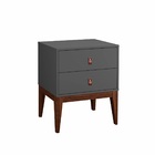 Mesinha De Cabeceira Vintage Nature 2 Gavetas Grafite