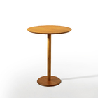 Mesinha De Canto Redonda Apoio Lateral Madeira Mel 50 Cm