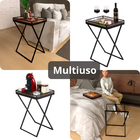 Mesinha Dobrável Para Canto Do Café Com Bandeja Preto Fosco