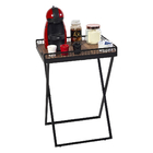 Mesinha Dobrável Para Canto Do Café Com Bandeja Preto Fosco