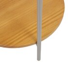 Mesinha Lateral Aura Redonda Apoio Bandeja Metal Madeira Cham