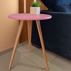 Mesinha Lateral De Canto E Apoio Redonda Pé Palito 44 Cm Rosê
