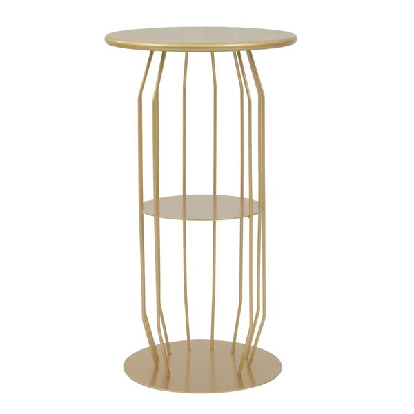 Mesinha Lateral Industrial Silueta Alta Redonda 35cm Dourado
