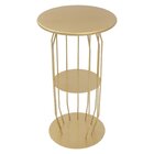 Mesinha Lateral Industrial Silueta Alta Redonda 35cm Dourado