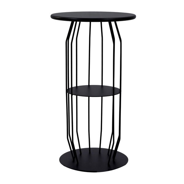 Mesinha Lateral Industrial Silueta Alta Redonda 35cm Preto