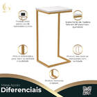 Mesinha Lateral Ou Aparador De Sofá Dourada Tampo Corano Bran