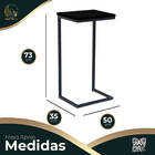 Mesinha Lateral Ou Aparador De Sofá Preta Tampo Preto - Folk