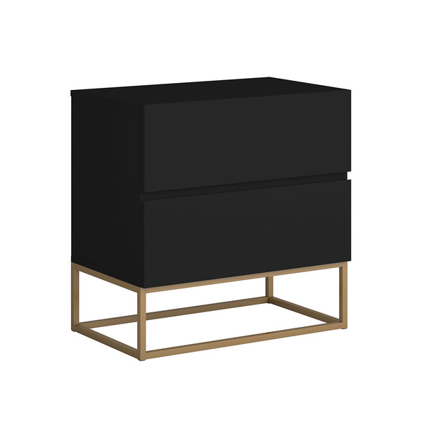 Mesinha Lateral Para Cama Eros 45cm Base Dourado Cor Preto