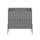 Mesinha Lateral Para Cama Moriah 60cm Largura Cinza Pés E Pux