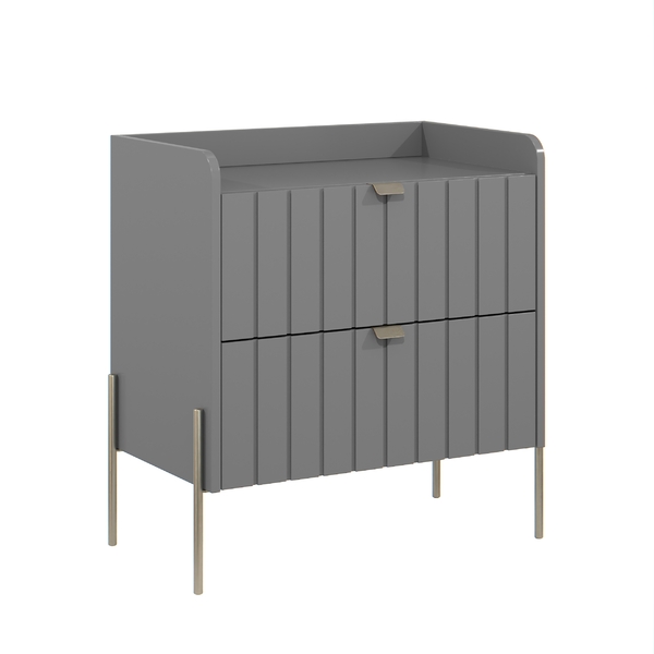 Mesinha Lateral Para Cama Moriah 60cm Largura Cinza Pés E Pux