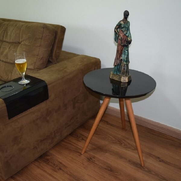 Mesinha Lateral Tripe Decorativa Baixa Preto/mel