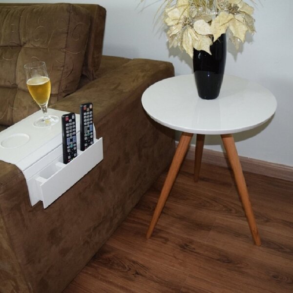 Mesinha Lateral Tripe Decorativa Lc Alta Off White / Mel