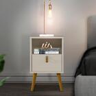 Mesinha para Cabeceira 1 Gaveta Off White Pés Palito