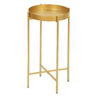 Mesinha Redonda Lateral Bandeja Apoio Sala Aço Dourada Collie