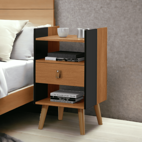 Mesinha Retro Cabeceira 1 Gaveta E Nicho Horse Preto Nature