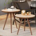 Mesinhas Apoio E Lateral Retrô Pés Palito Off White Freijó