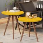 Mesinhas Retrô Lateral E Apoio Sofá Sala Amarelo