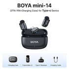 Microfone Sem Fio Boya Boya Mini-14 Usb C Lapela Preto