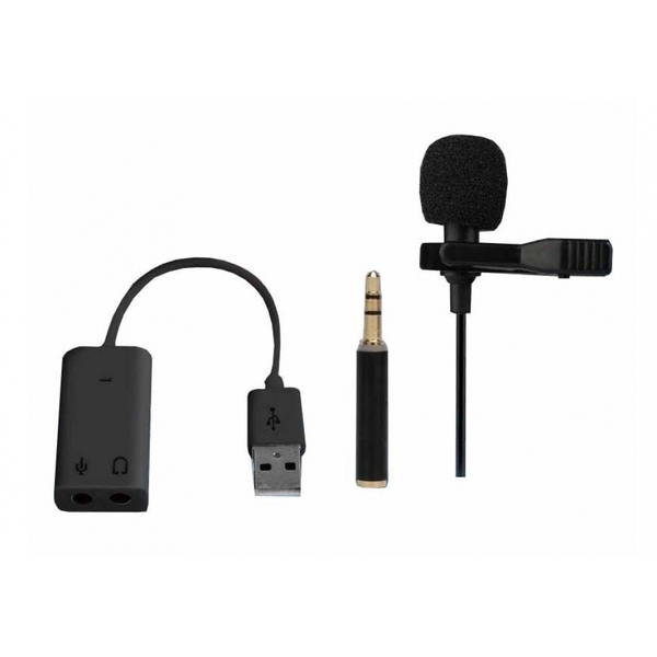 Microfone Ultramini Com Clip Para Celular + Adaptador Usb Par