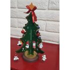 Mini Arvore De Natal Madeira Enfeite Natalino Papai Noel Bone