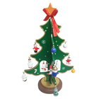 Mini Arvore De Natal Madeira Enfeite Natalino Papai Noel Bone