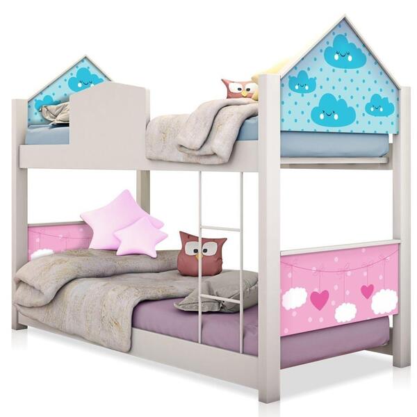 Mini Beliche Casa Montessoriana Nuvem Azul E Rosa