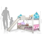 Mini Beliche Montessori Nuvem Azul E Rosa Escorrega Colchão