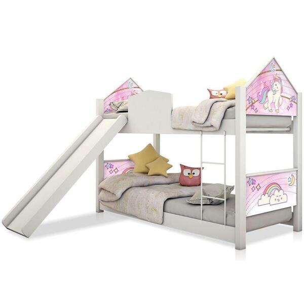 Mini Beliche Montessoriana Unicórnio Escorregador E Colchões