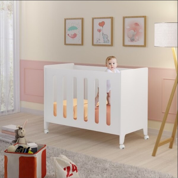 Mini Berço E Cercadinho Moises Encanto Branco Acetinado