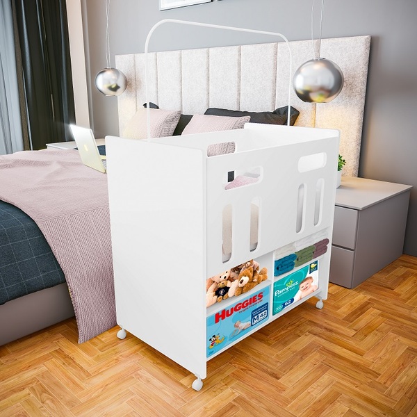 Mini Berço Moisés Dengo Branco Com 2 Tamanhos De Altura