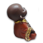 Mini Buda Da Felicidade Contemplando Prosperidade Marrom 7cm