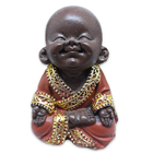 Mini Buda Da Felicidade Contemplando Prosperidade Marrom 7cm