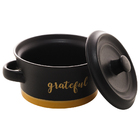 Mini Caçarola Cerâmica C/tampa Grateful Preto Matt/amarelo 12