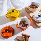 Mini Caçarola Em Porcelana Bon Gourmet Black Lid 13cm Amarela