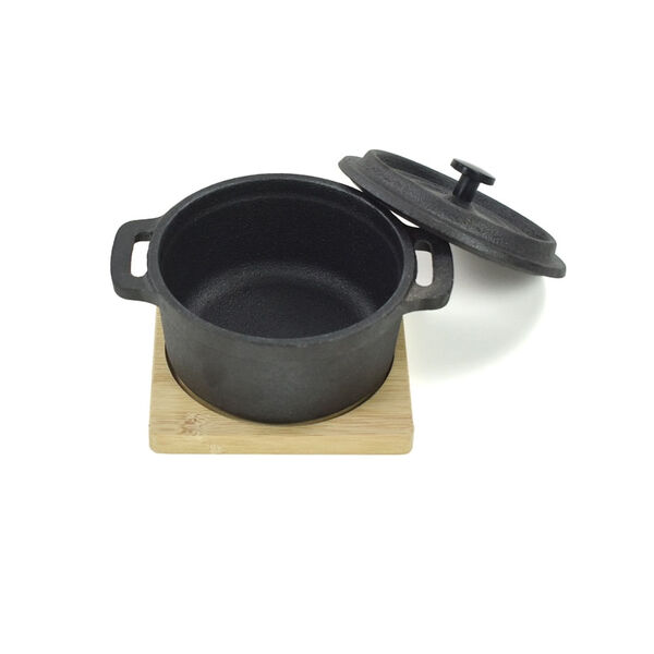Mini Cacarola Ferro Fundido - Gourmet - Redonda Com Bandeja