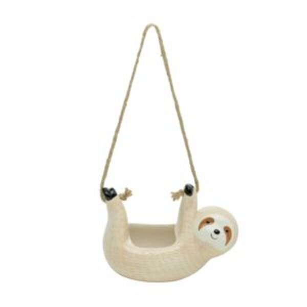 Mini Cachepot Cerâmica Animal Sloth Hooked Marrom 16x8 5x12cm