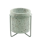 Mini Cachepot Concreto Granilite Metal Stand Branco 8 X 8 X 9