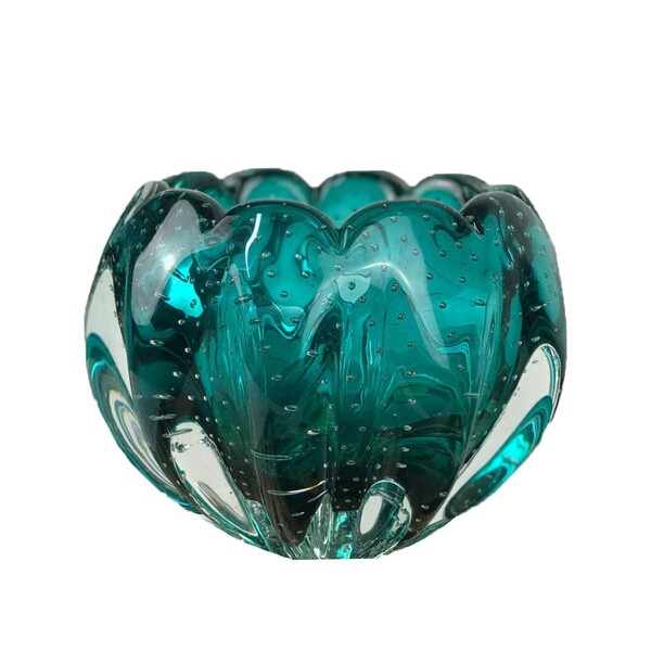 Mini Cachepot De Murano São Marcos - Cristal Esmeralda 13 5cm