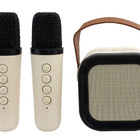 Mini Caixa De Som Portátil Karaokê Bluetooth 5w 2 Microfones