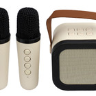 Mini Caixa De Som Portátil Karaokê Bluetooth 5w 2 Microfones