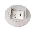 Mini Caixa Regua Universal Redonda C/ 1 Tomada 1 Hdmi - Cinza