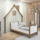 Mini Cama Casinha De Parede Brysie Madeira E Branco Com Colch