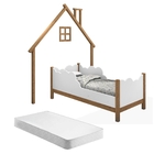 Mini Cama Casinha De Parede Brysie Madeira E Branco Com Colch