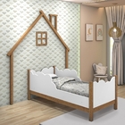 Mini Cama Casinha De Parede Brysie Madeira E Branco Com Colch