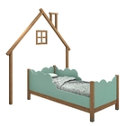 Mini Cama Casinha De Parede Brysie Madeira E Menta Com Colchão