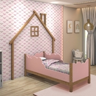 Mini Cama Casinha De Parede Brysie Madeira E Rosê